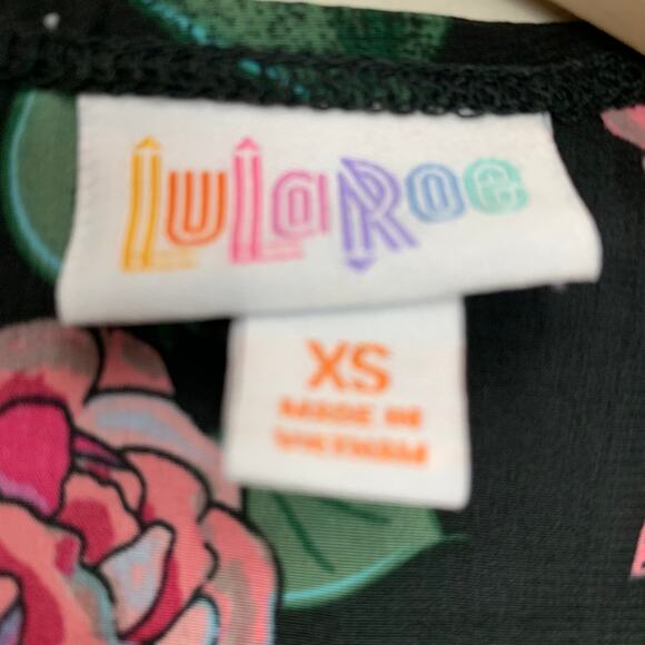 Lularoe Floral Rose Print Joy Duster Vest Cardigan Sleeveless Split Sides XS - Picture 3 of 6